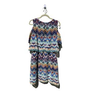 Rabbit Rabbit Rabbit Size 10 Cold Shoulder Aztec/Southwestern Print Dress